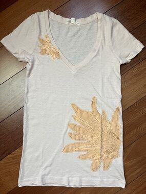 NWOT J. Crew Silk Flower V Neck Tee